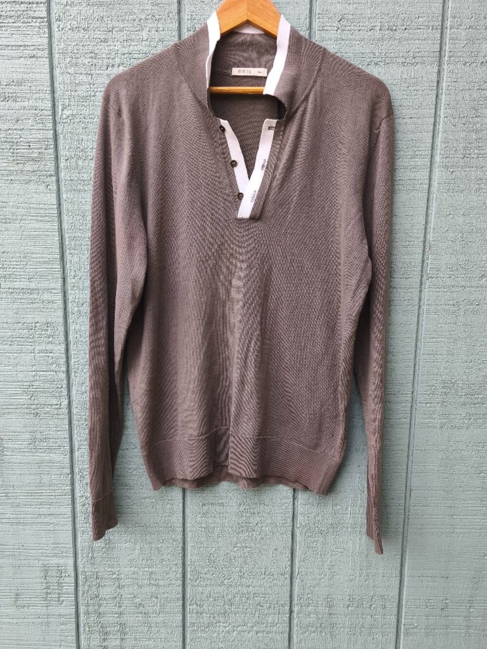 NWT Rye 51 100% Cotton Polo Style Lightweight Sweater sz S Gray White Lux Preppy